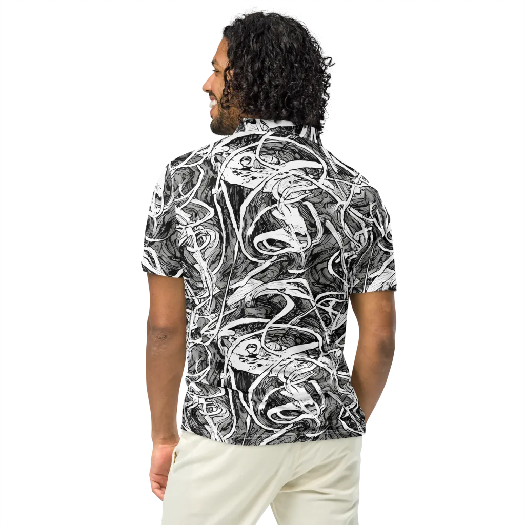 Inkstorm Flow on Men's Slim Fit Polo Shirt — Back