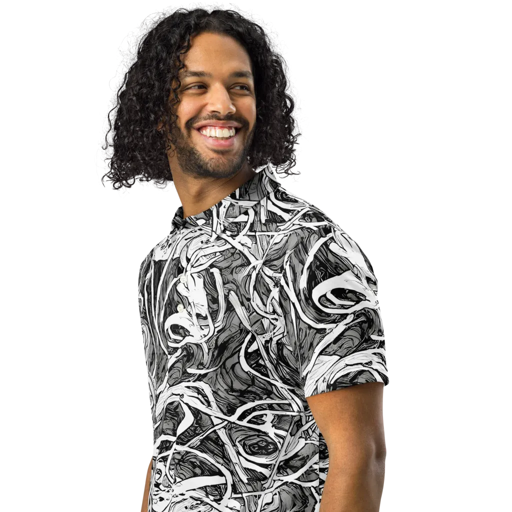 Inkstorm Flow on Men's Slim Fit Polo Shirt — Left Front