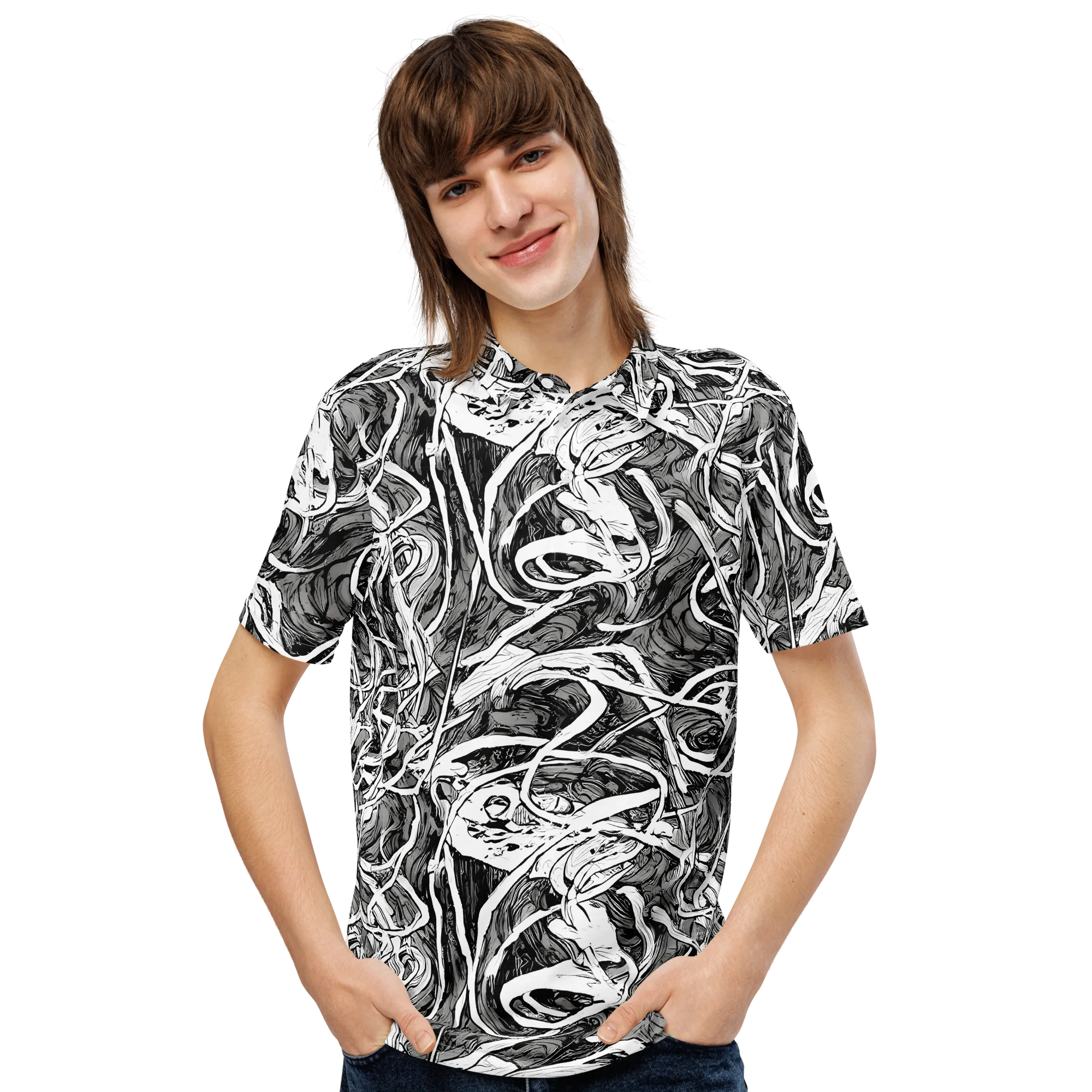 Inkstorm Flow on Men's Slim Fit Polo Shirt — Front