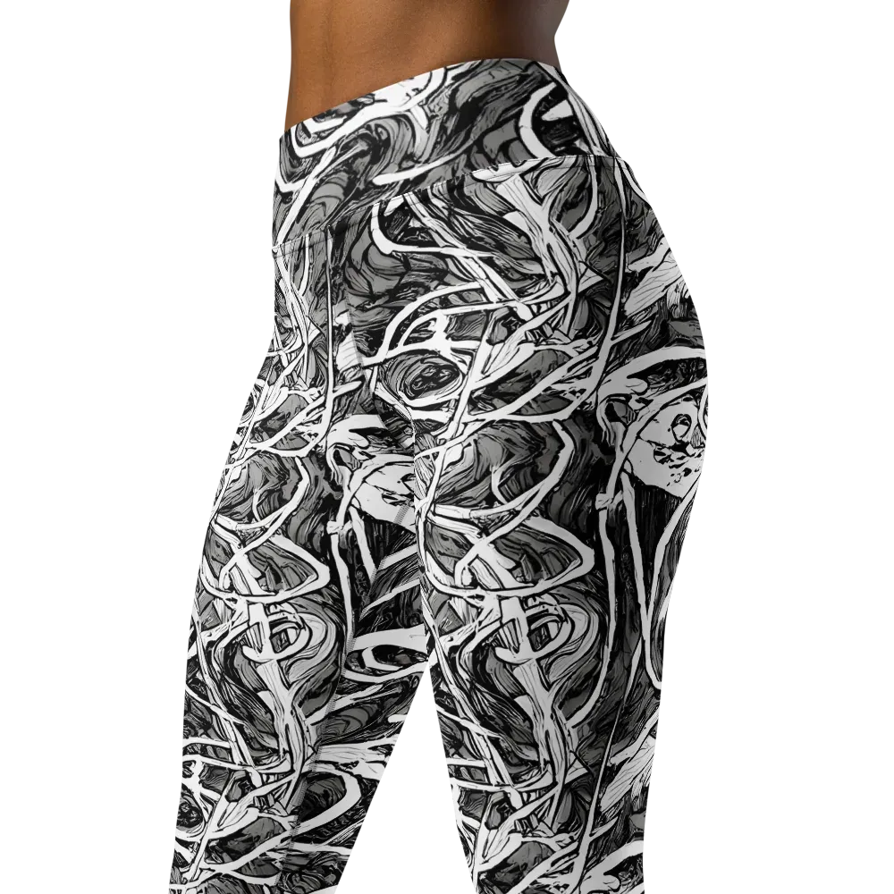 Inkstorm Flow on Yoga Leggings — Left Front