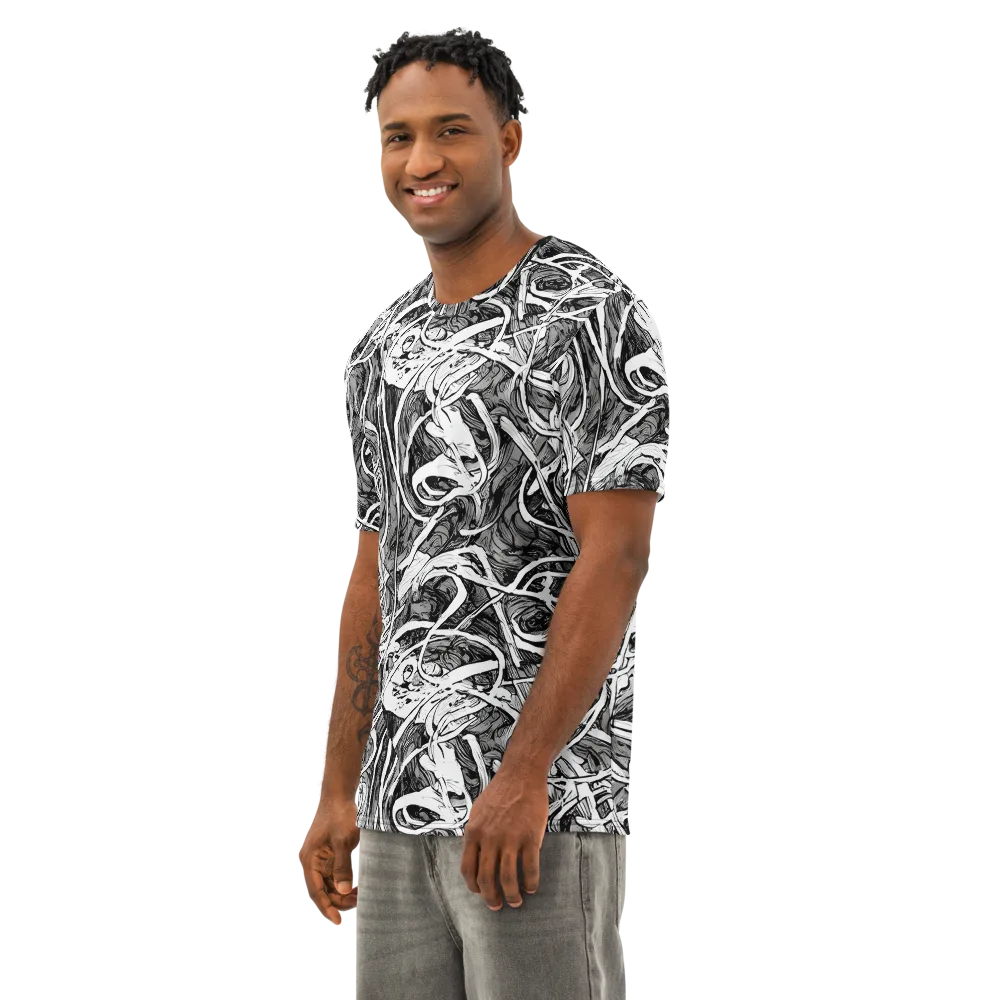 Inkstorm Flow on Men's Cotton Crew Neck T-Shirt — Left Front