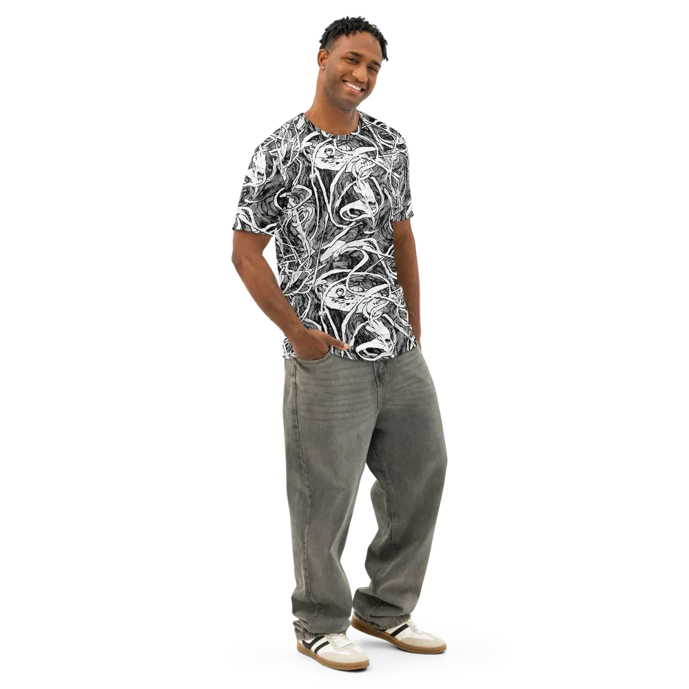 Inkstorm Flow on Men's Cotton Crew Neck T-Shirt — Right Front