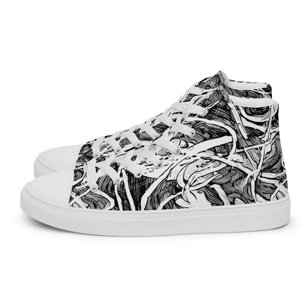Inkstorm Flow on Men's High Top Canvas Shoes — Left