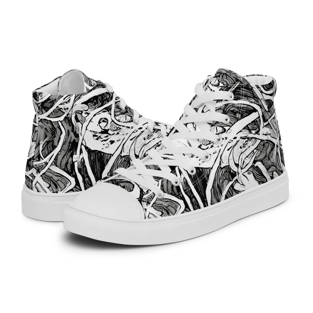 Inkstorm Flow on Men's High Top Canvas Shoes — Left