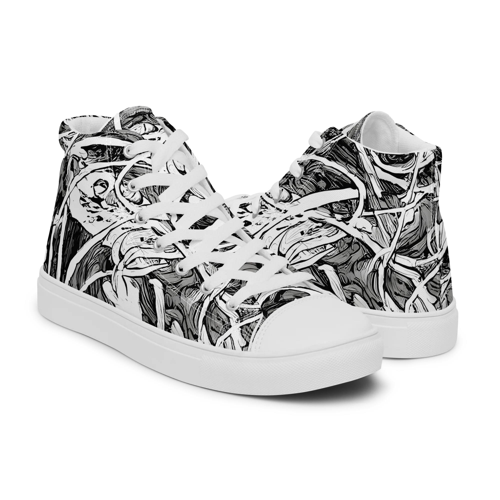 Inkstorm Flow on Men's High Top Canvas Shoes — Right