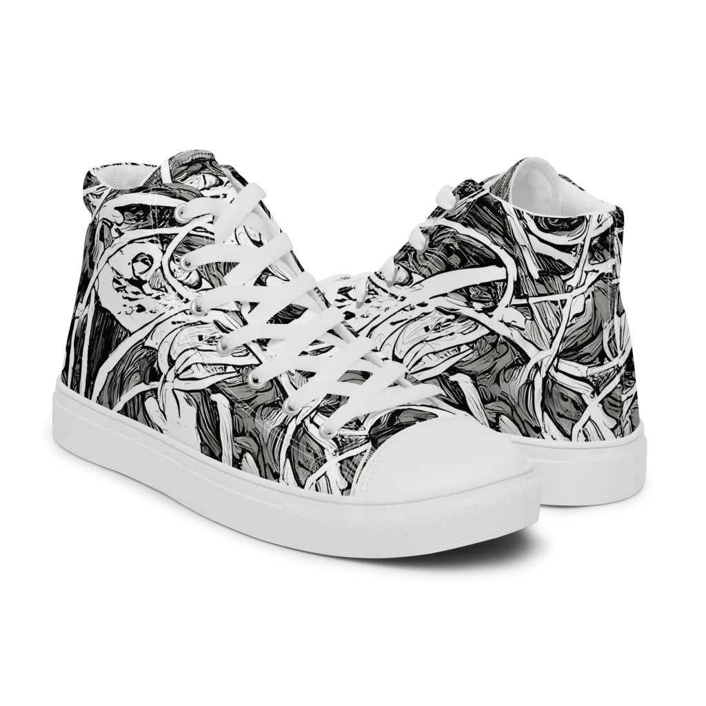 Inkstorm Flow on Men's High Top Canvas Shoes — Right