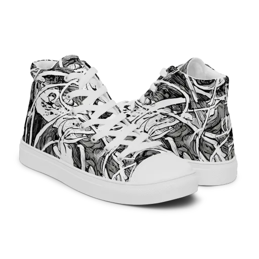 Inkstorm Flow on a Men's High Top Canvas Shoes