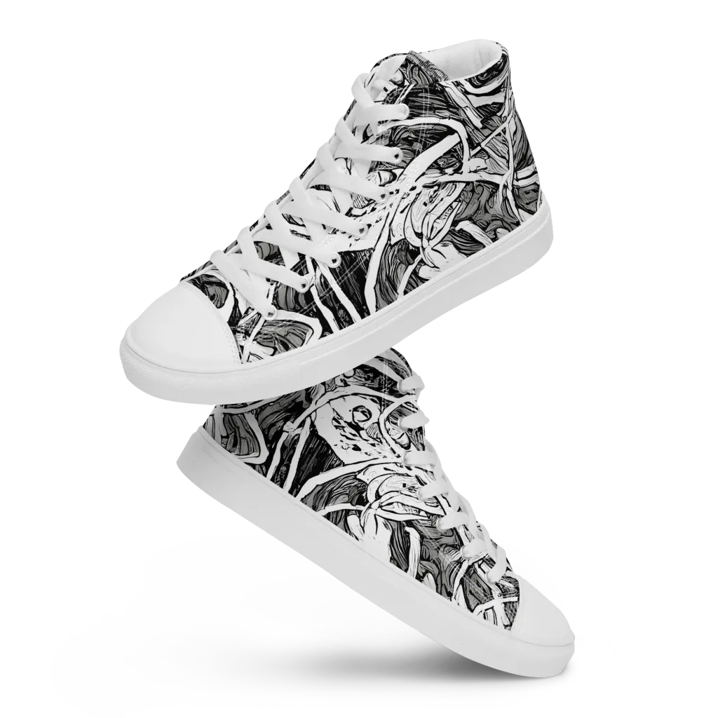 Inkstorm Flow on Men's High Top Canvas Shoes — Front