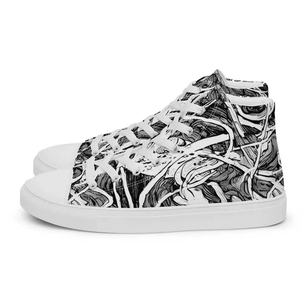 Inkstorm Flow on Women's High Top Canvas Shoes — Left
