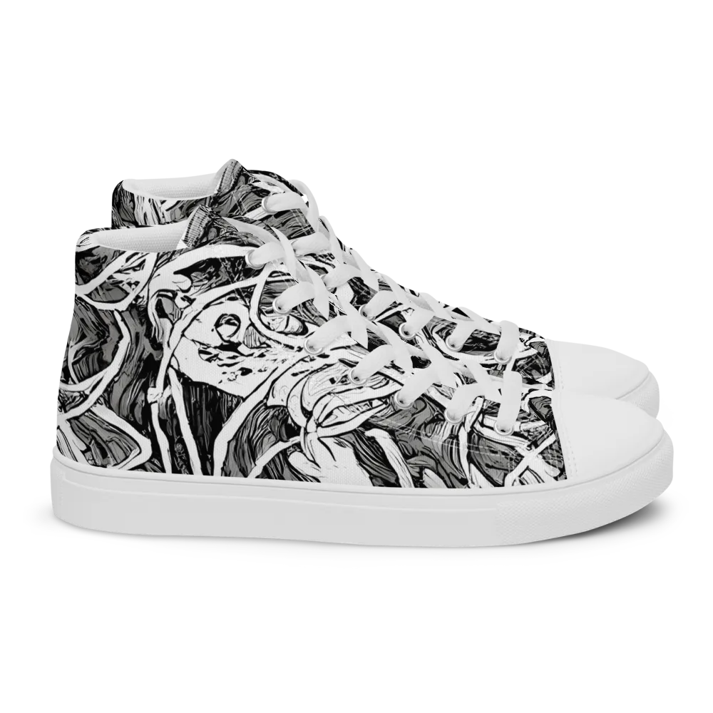 Inkstorm Flow on Women's High Top Canvas Shoes — Right