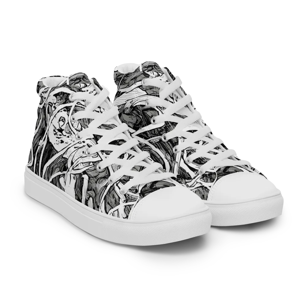Inkstorm Flow on Women's High Top Canvas Shoes — Right Front