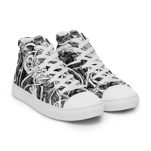 Inkstorm Flow on a Women's High Top Canvas Shoes