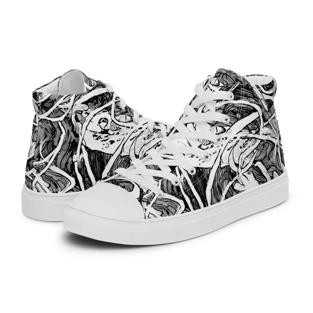 Inkstorm Flow on Women's High Top Canvas Shoes — Left