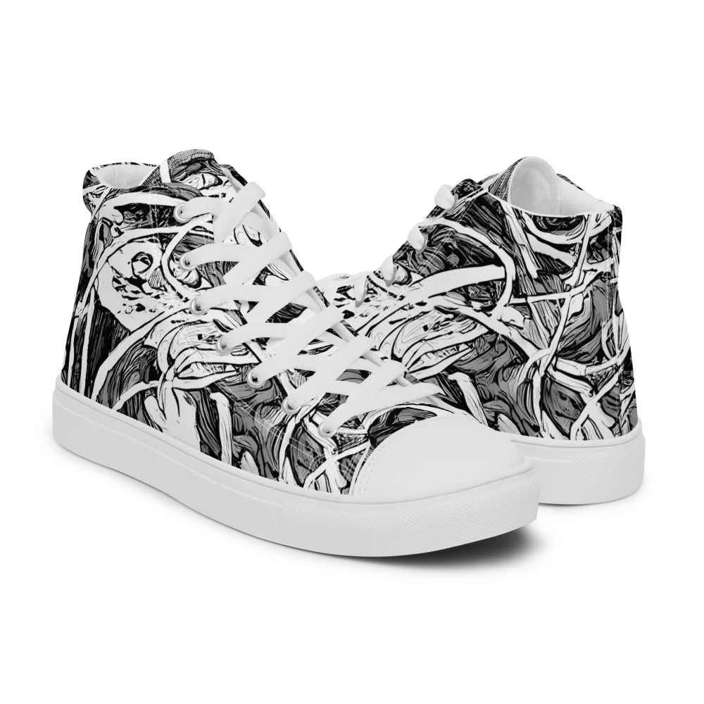 Inkstorm Flow on Women's High Top Canvas Shoes — Right