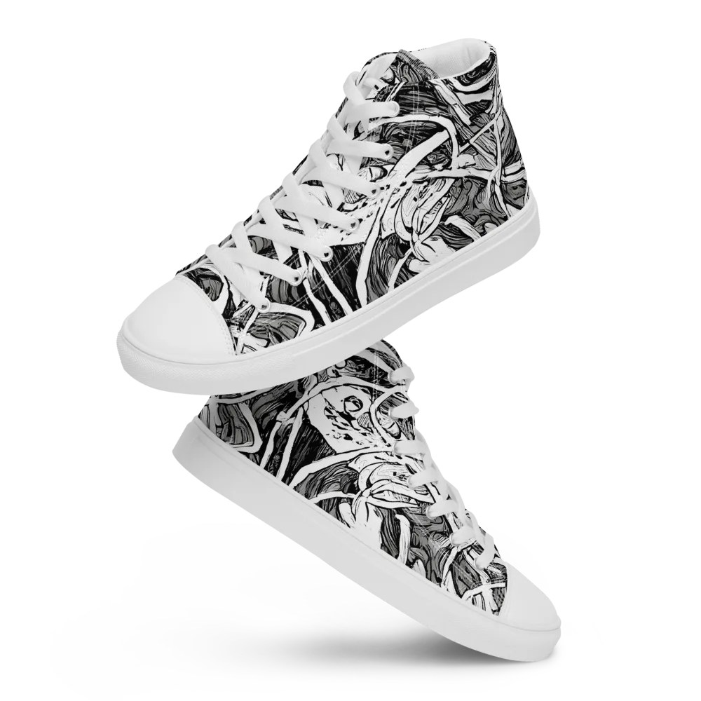 Inkstorm Flow on Women's High Top Canvas Shoes — Front