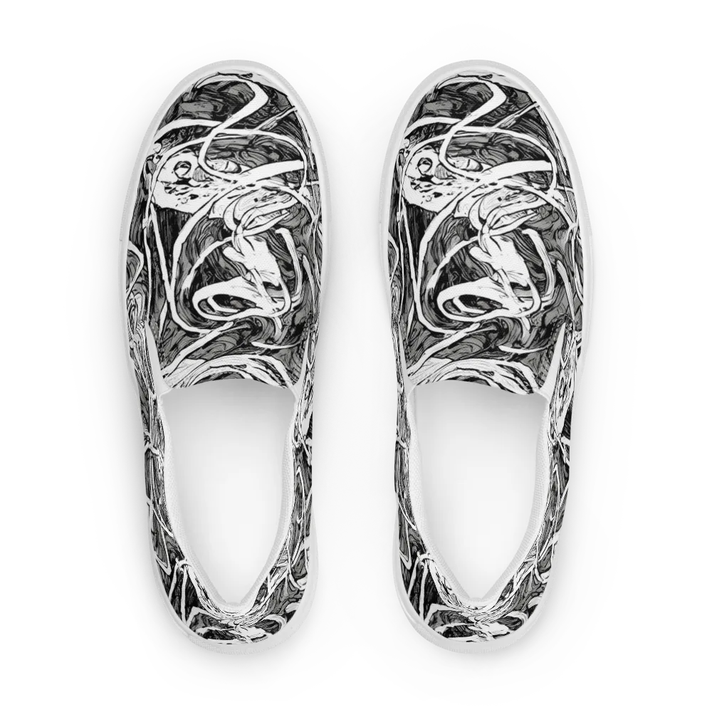 Inkstorm Flow on Men's Slip-On Canvas Shoes — Front