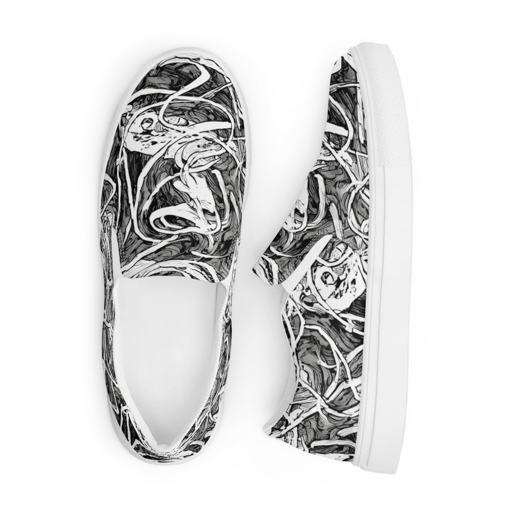 Inkstorm Flow on Men's Slip-On Canvas Shoes — Front