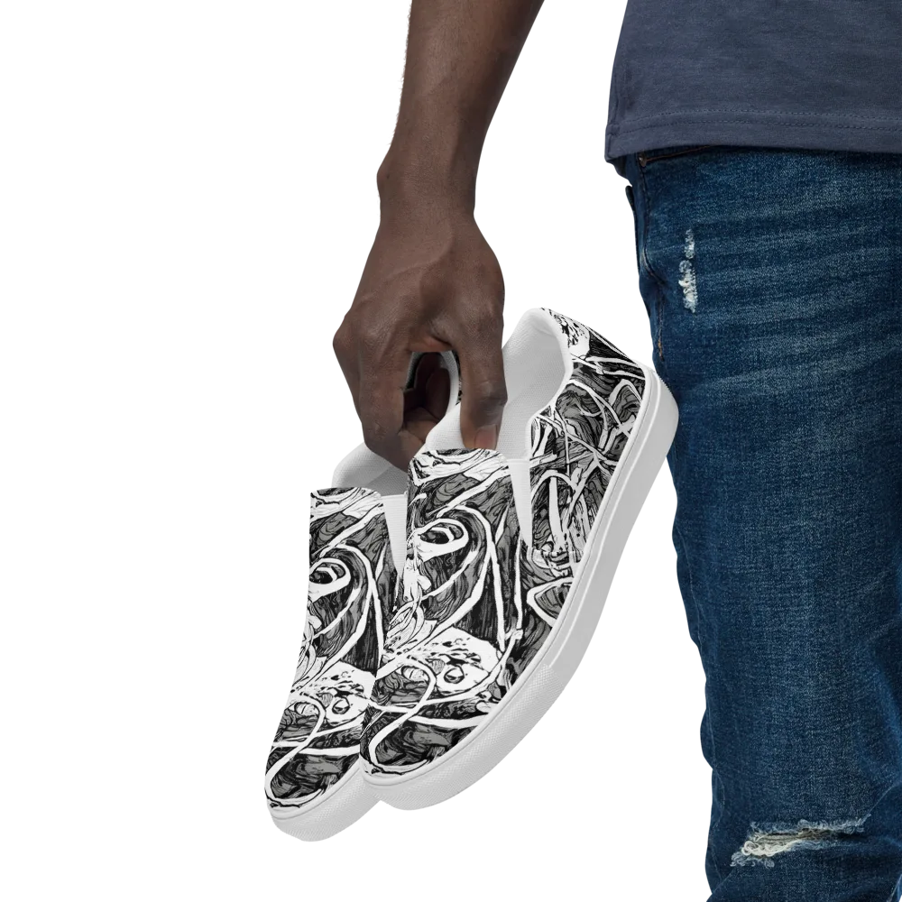 Inkstorm Flow on Men's Slip-On Canvas Shoes — Left Front