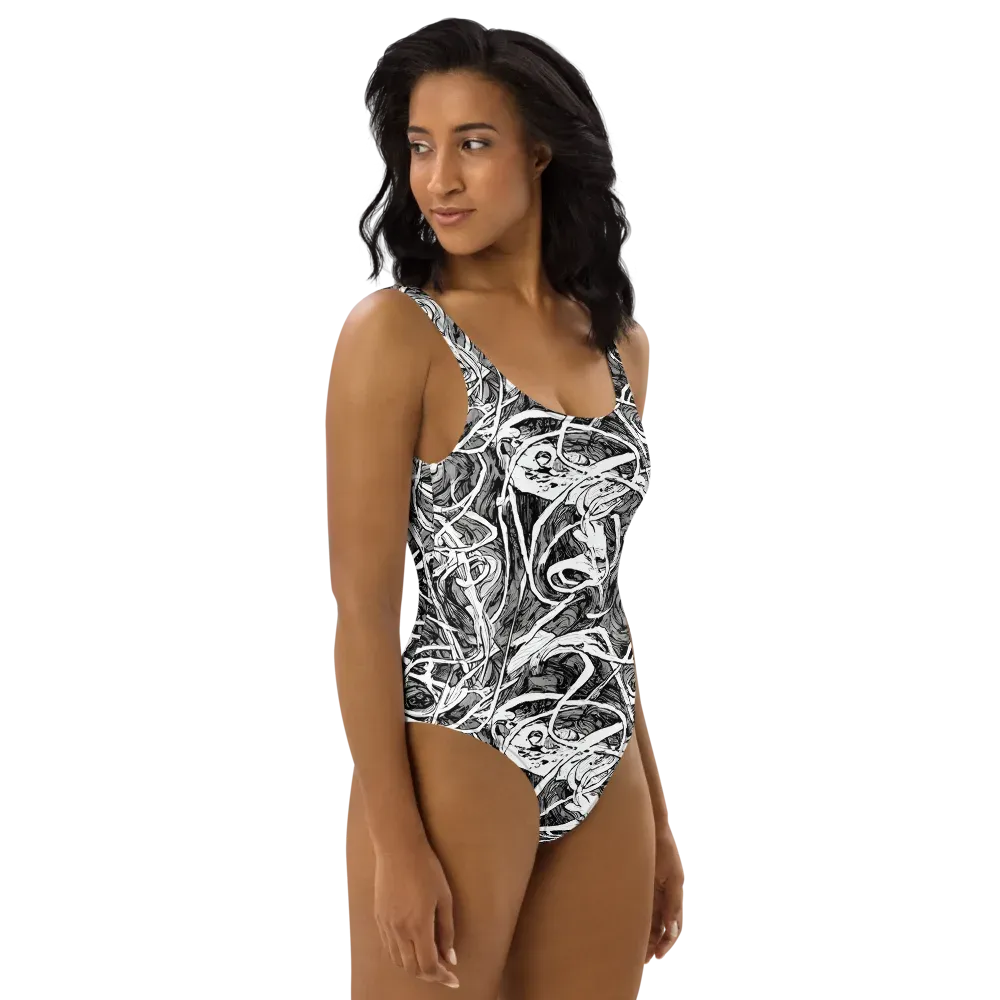 Inkstorm Flow on One-Piece Swimsuit — Right