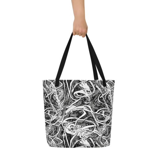Inkstorm Flow on a Large Tote Bag W/ Pocket