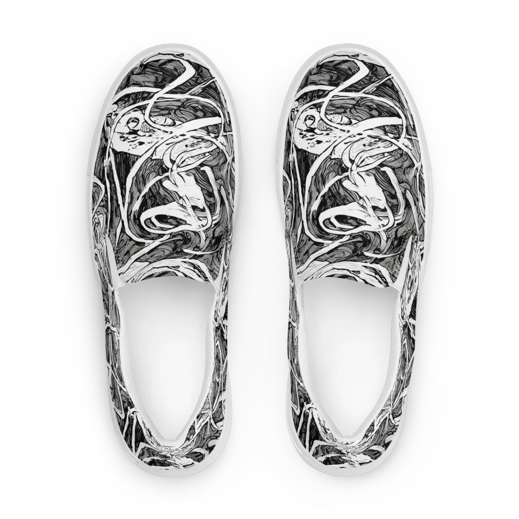 Inkstorm Flow on Women's Slip-On Canvas Shoes — Front