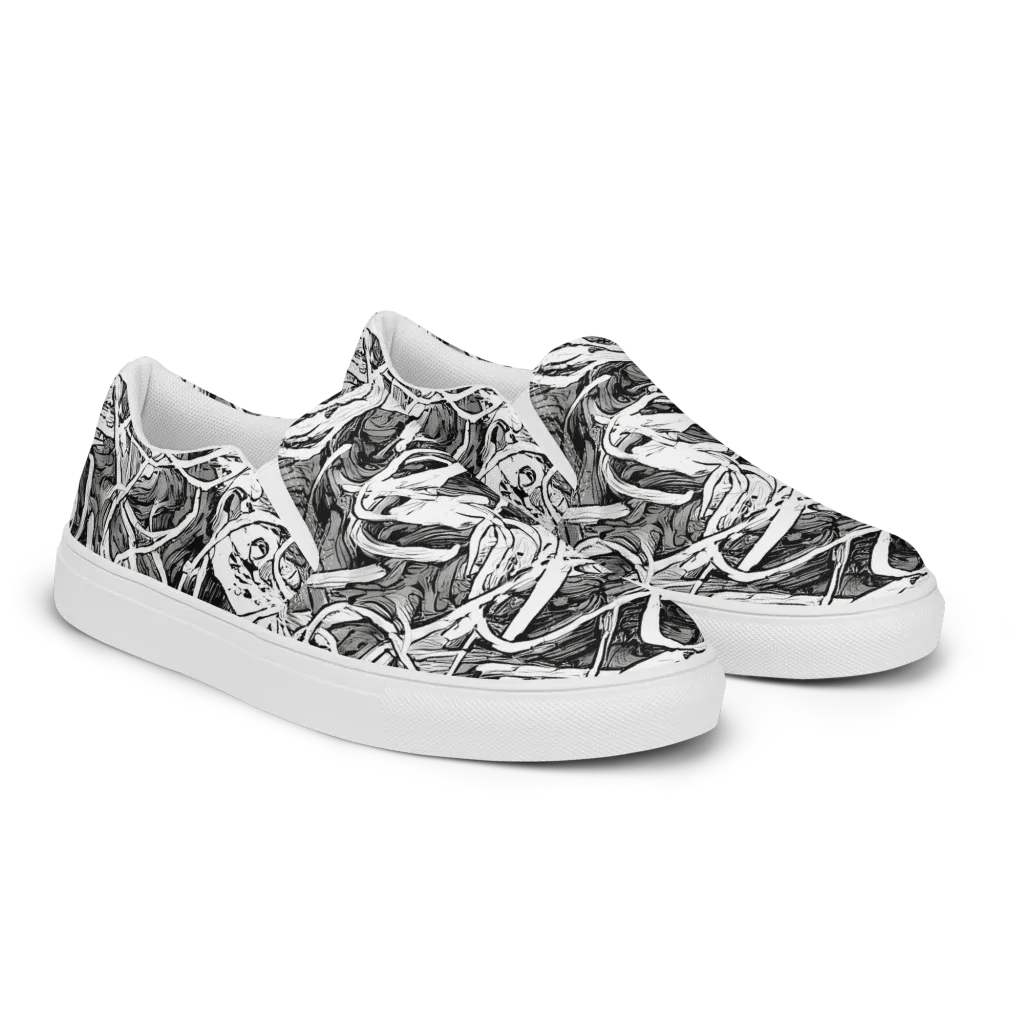 Inkstorm Flow on Women's Slip-On Canvas Shoes — Right Front