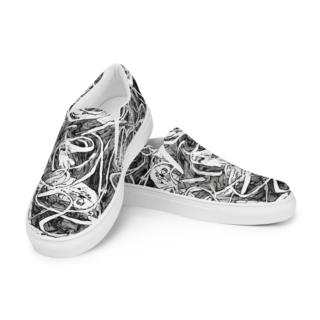 Inkstorm Flow on Women's Slip-On Canvas Shoes — Left Front
