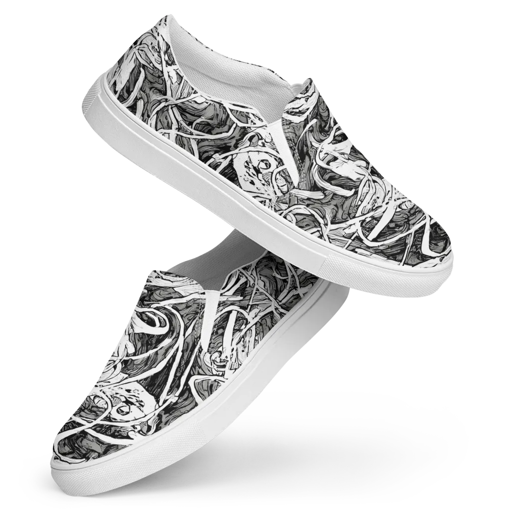 Inkstorm Flow on Women's Slip-On Canvas Shoes — Front