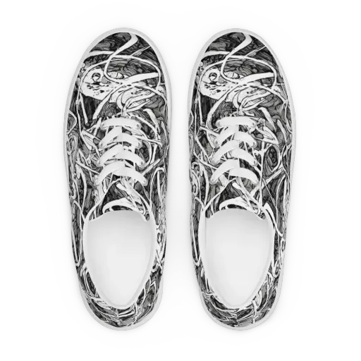Inkstorm Flow on a Men's Lace-Up Canvas Shoes