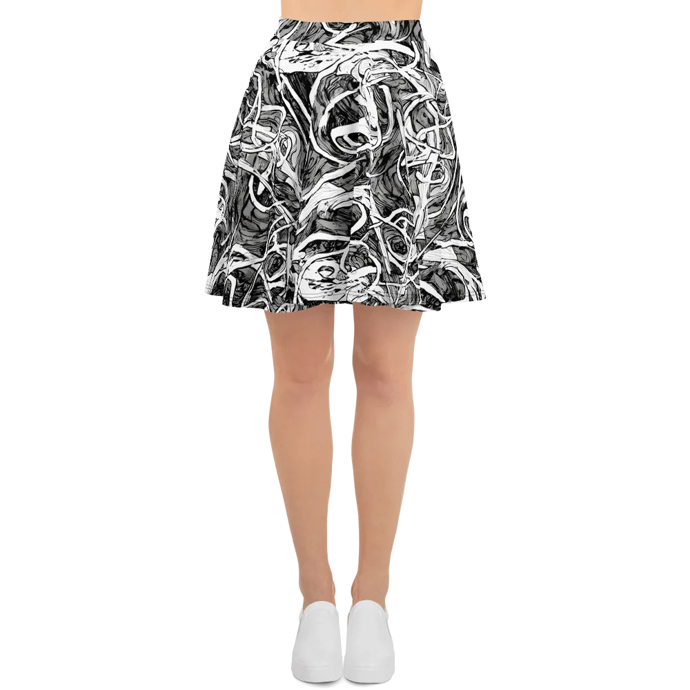 Inkstorm Flow on Skater Skirt — Front