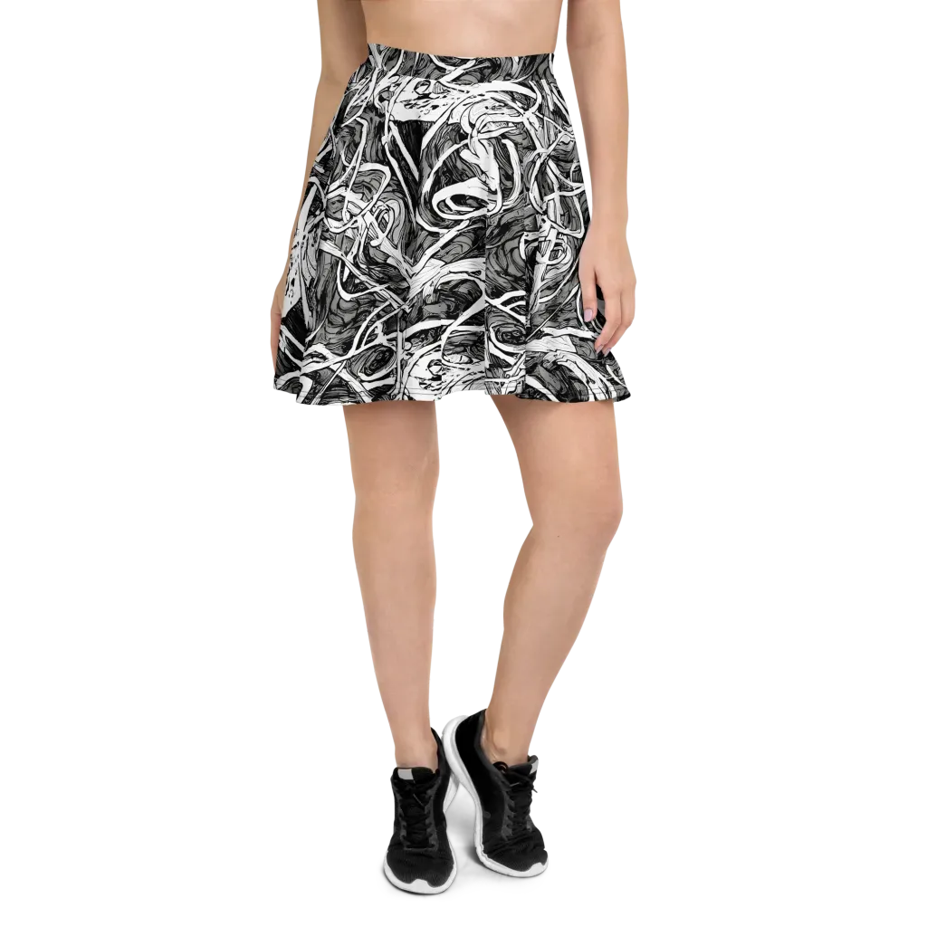 Inkstorm Flow on Skater Skirt — Front
