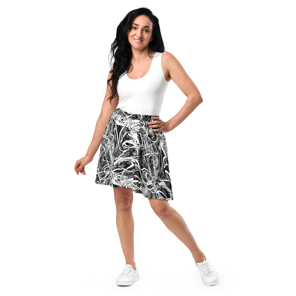 Inkstorm Flow on Skater Skirt — Front