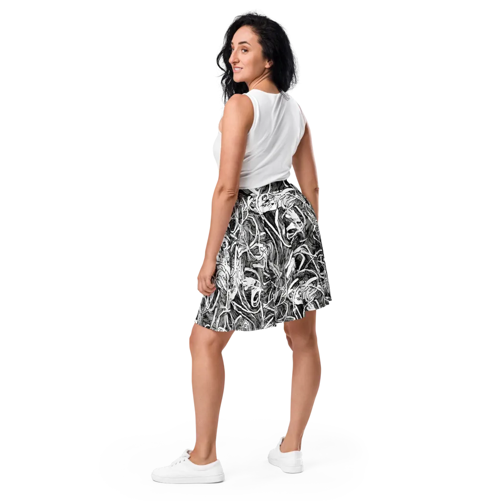 Inkstorm Flow on Skater Skirt — Back
