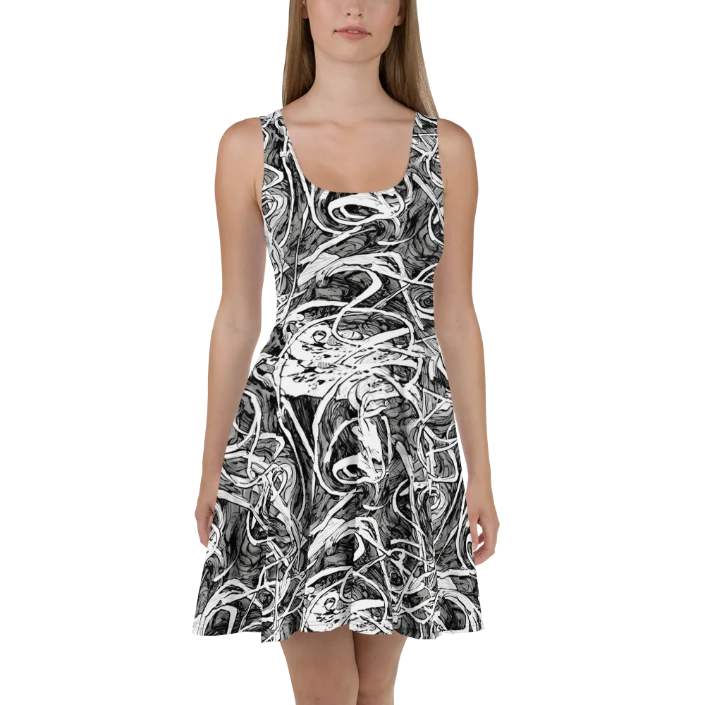 Inkstorm Flow on Skater Dress — Front