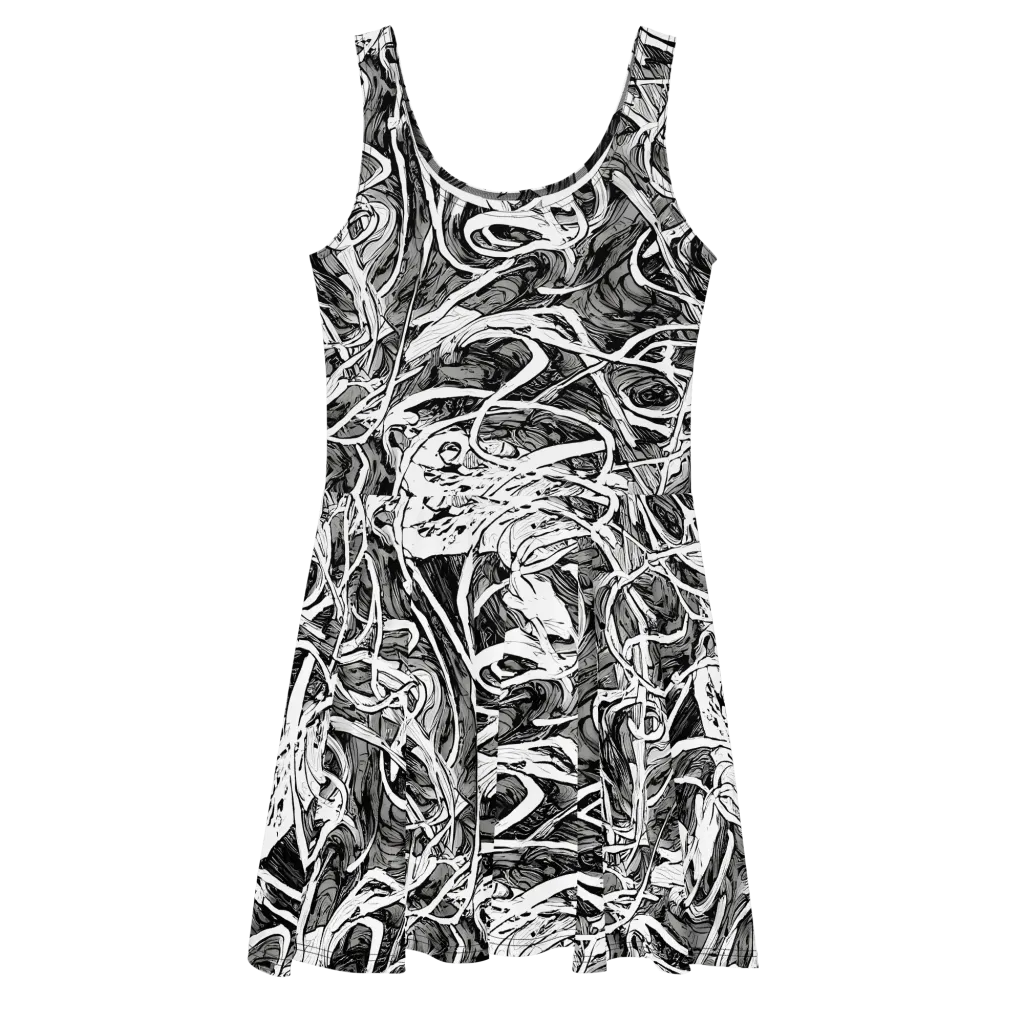 Inkstorm Flow on Skater Dress — Front