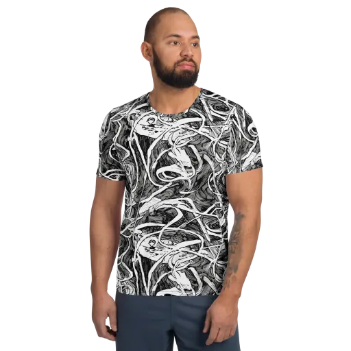 Inkstorm Flow on a Men's Athletic T-Shirt