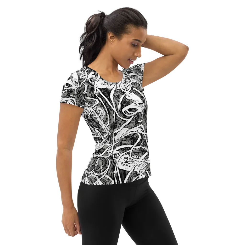 Inkstorm Flow on Women's Athletic T-Shirt — Right