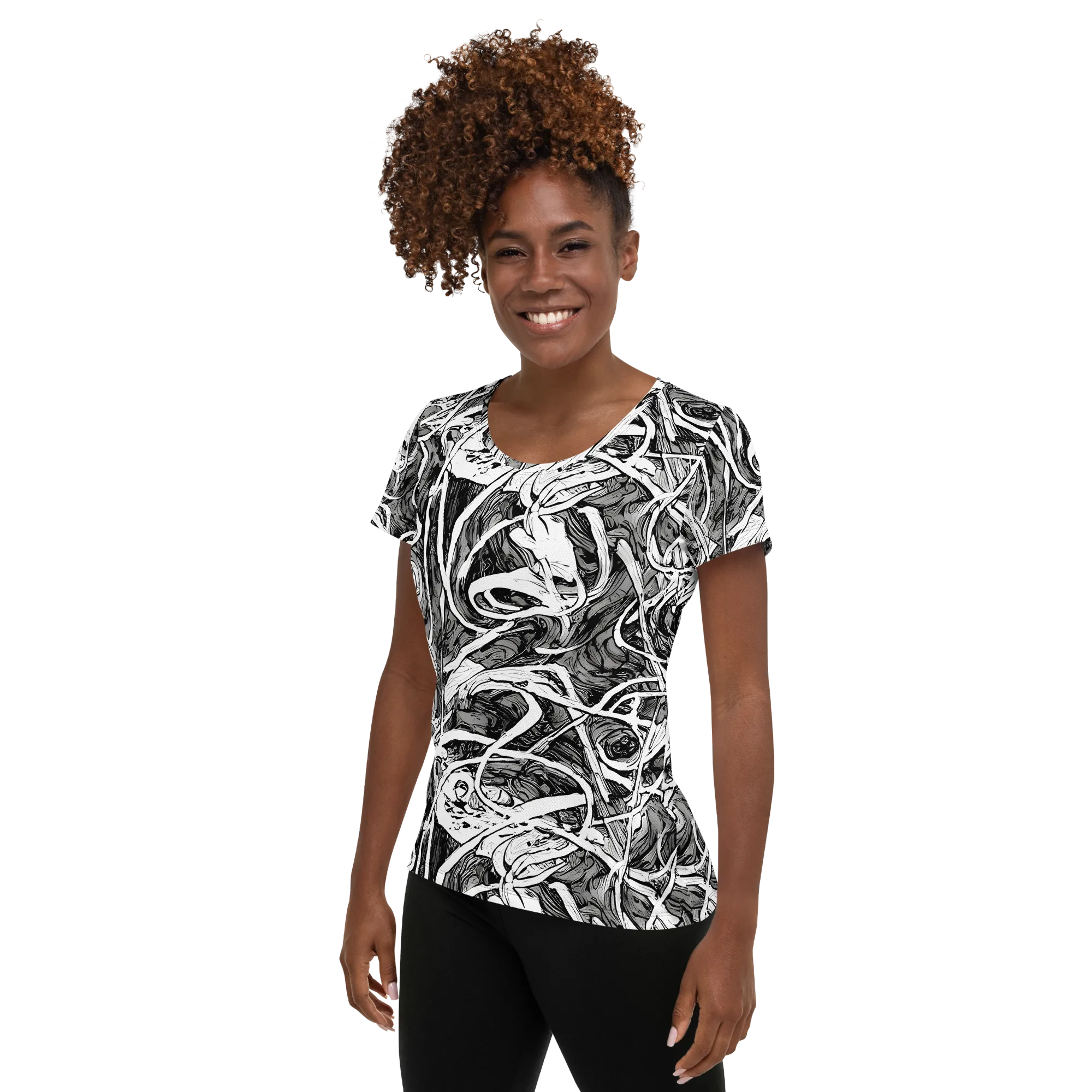 Inkstorm Flow on Women's Athletic T-Shirt — Left