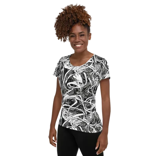 Inkstorm Flow on a Women's Athletic T-Shirt
