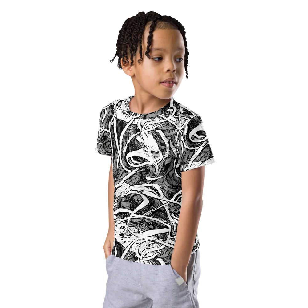 Inkstorm Flow on Kids Crew Neck T-Shirt — Left Front