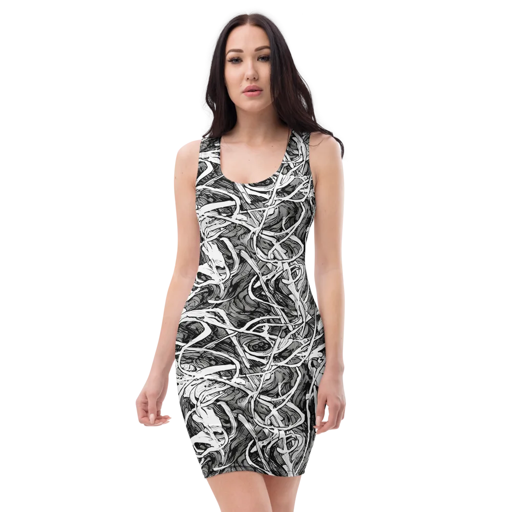 Inkstorm Flow on Bodycon Dress — Front