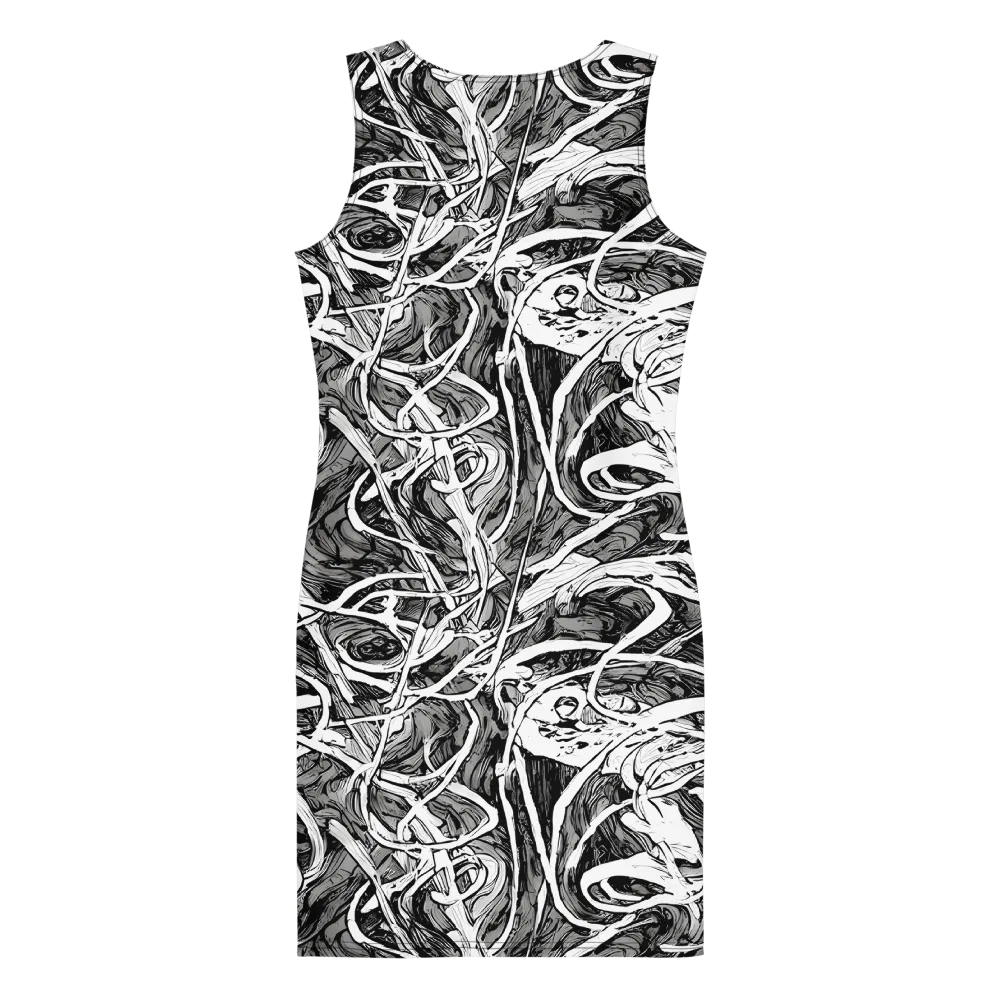 Inkstorm Flow on Bodycon Dress — Back