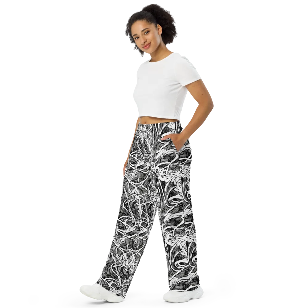 Inkstorm Flow on Wide-Leg Pants — Left Front