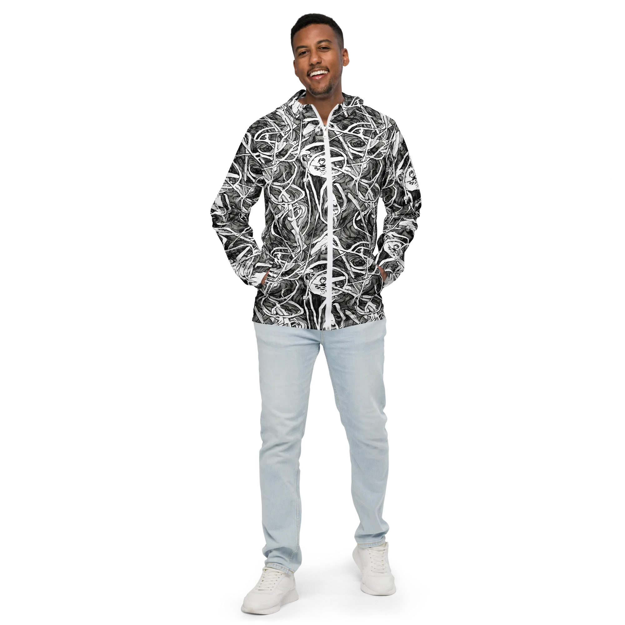 Inkstorm Flow on Men's Windbreaker — Front