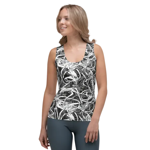 Inkstorm Flow on a Women's Tank Top