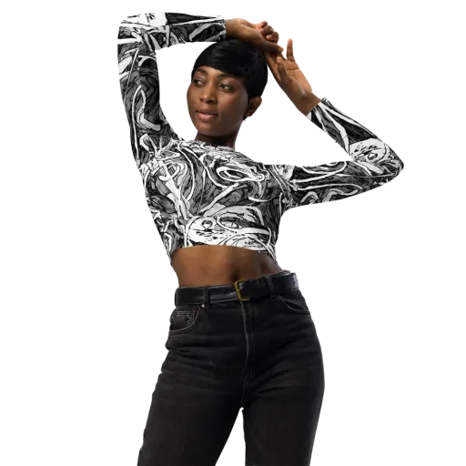 Inkstorm Flow on a Long Sleeve Crop Top