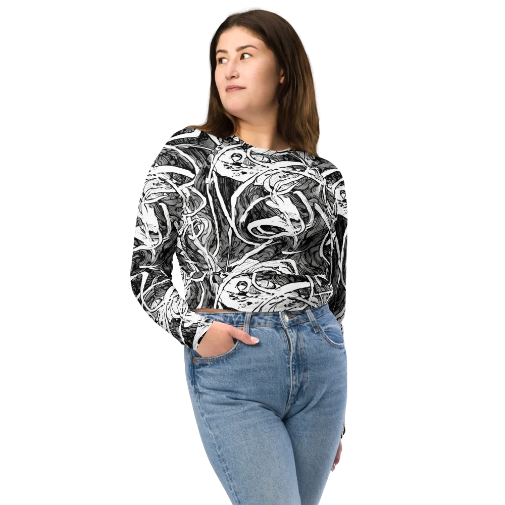 Inkstorm Flow on Long Sleeve Crop Top — Front
