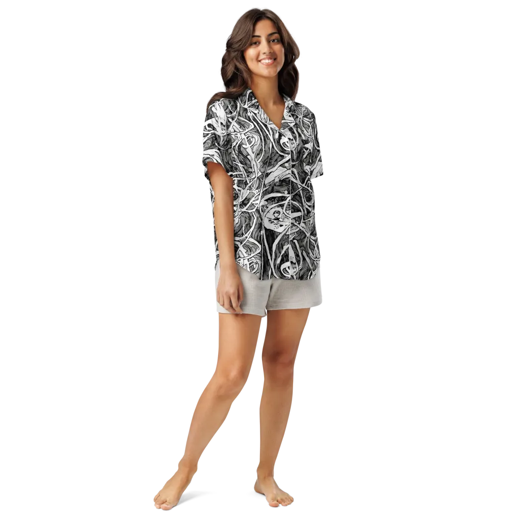 Inkstorm Flow on Women's Short Sleeve Pajama Top — Front