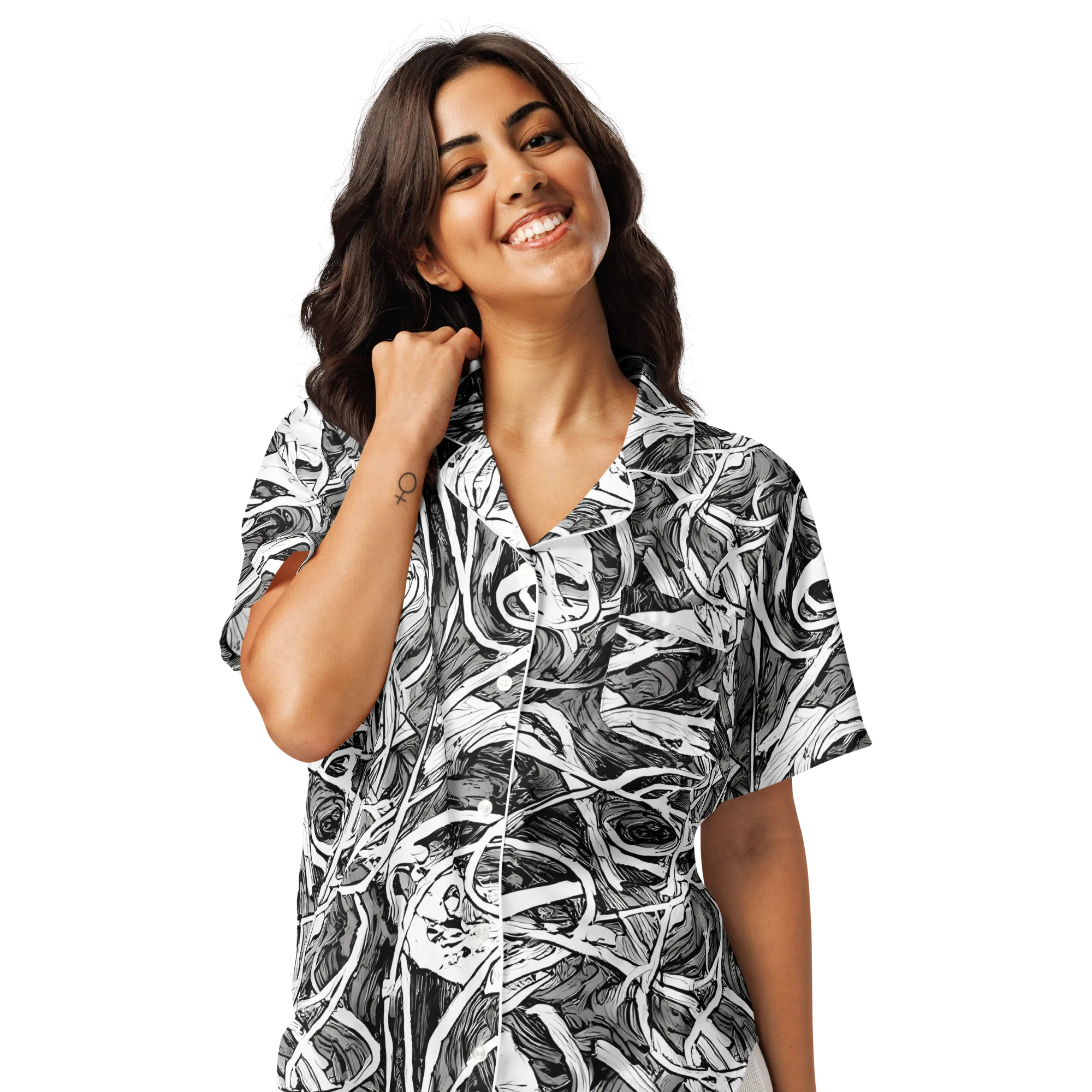 Inkstorm Flow on Women's Short Sleeve Pajama Top — Front