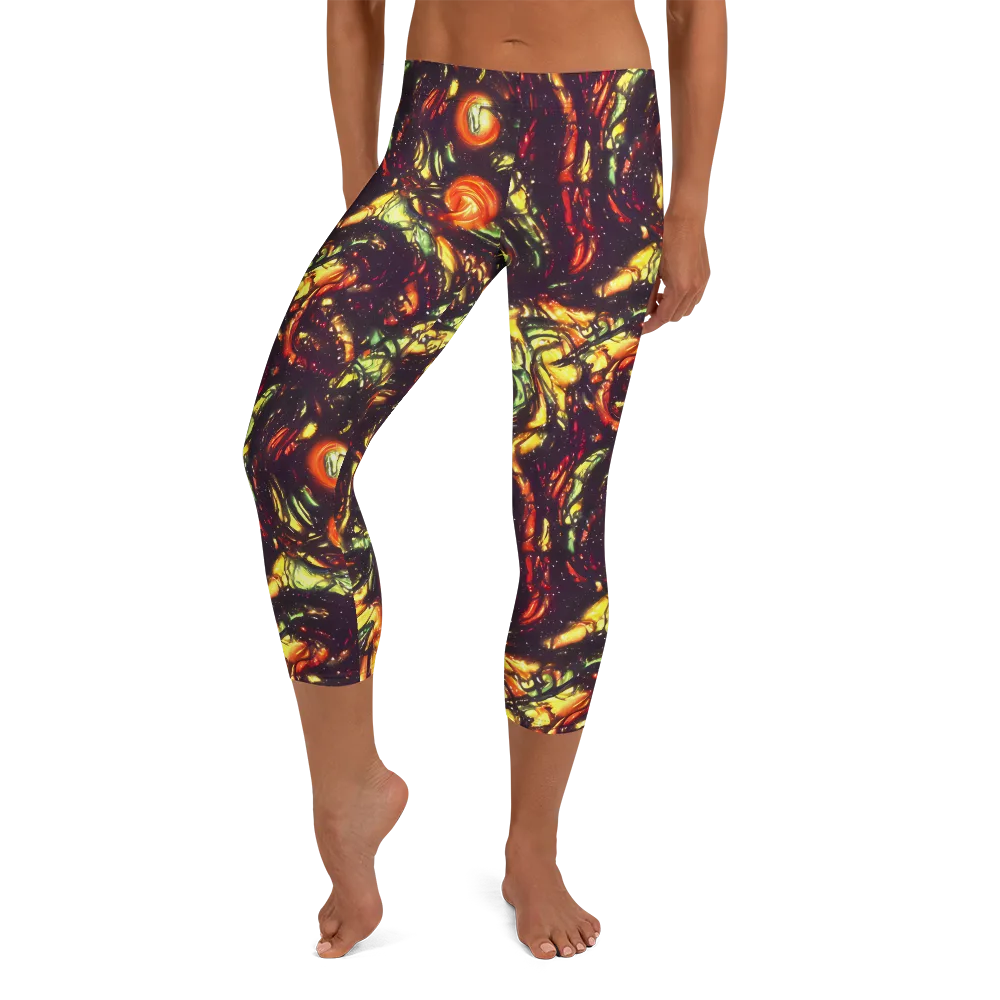 Cosmic Wildfire on Capri Leggings — Front